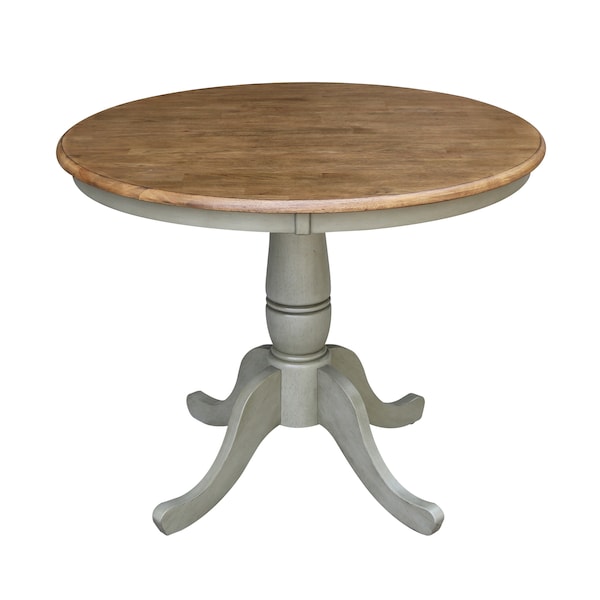 International Concepts Round 36 in Rd Top Pedestal Table, Dining Height, Hickory/Stone, 36 W, 36 L, 29.1 in H, Wood K41-36RT - main